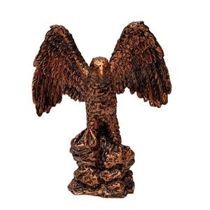 Small Eagle Figurine Resin American Patriotic Decor Bronze Color Wings‎ USA